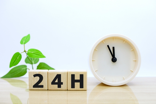 24時間・宿泊・時計